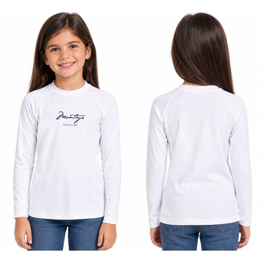 Montage Kapalua Bay Rash Guard Youth L White Good UV Swim T-Shirt Long Sleeve